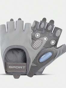 1 双纯色字母印花涤纶纤维女士运动健身半指手套，透气防滑骑行瑜伽健身房训练男女通用 - A - 查看 16