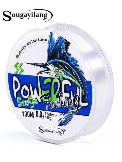 SOUGAYILANG Fishing Line 100m Monofilament Nylon Line 0.14-0.5mm 6.8-39.7LB Clear Fluorocarbon Coating Fishing Wire Super Strong Anti-Abrasion Bass Carp Fishing Tackle For Saltwater Freshwater