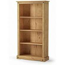 Corona Pine Bookcase 4 Book Shees Medium Mexican Solid Wood Living Room - As Pic - View 3