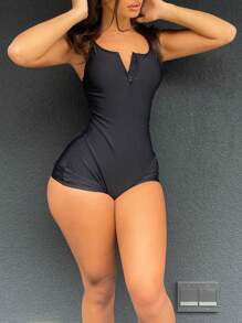 1pc Women's Shapewear Jumpsuit, Slimming And Comfortable For Workout, Daily Wear, Commuting, With Design Details