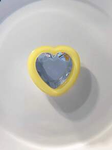 Soporte de teléfono con forma de corazón y gema, soporte plegable para teléfono de piedra preciosa, anillo retráctil de cojín de aire compatible con iPhone, teléfono Android, regalo para cumpleaños, familia y amigos, agarre de teléfono empujar/tirar, accesorios de teléfono