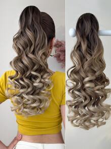 Krallen Pferdeschwanz-Verlängerung Haar-Accessoires in Hellbraun, 20-24 Zoll lange tief gewellte hitzebeständige synthetische Faser Pferdeschwanz Haarteil für Frauen, täglich verwendbar