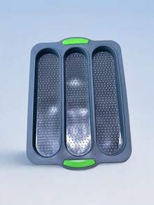 Silicone Loaf Pan, Baguette Mould, 3 Compartment Baguette Tray, Non-Stick Mould, Perforated Mould, Suitable For Cooking In Kitchen