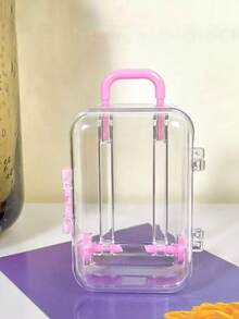 Minimalist Mini Wheeled Storage Box, Transparent Mobile Jewelry Box, Desktop Earring & Hair Accessory Organizer - Luggage Storage Box - View 13