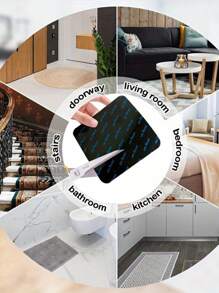 4pcs Black Non-Slip Rug Clip Pads - Durable Rubber, Washable And Reusable, Great For Keeping Rugs In Place On Hardwood Floors, Rug Pad Clips
