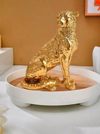 1 st vintage leopardfigur i harts, skrivbordsdekor, lämplig för studier, foajé, kontor, hotell och andra utrymmen