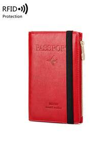 MIYIN 1pc Creative Letter & Airplane Pattern Travel Passport Holder With Zipper Bag RFID Blocking Passport Protective Bag Document Cover Minimalist Solid Color Business Trip Essential Passport Wallet Lightweight Portable Travel Wallet Multi-Functional Card Holder Passport Protector Passport Case For Men And Woman ,Travel Essentials - Multicolor - View 13