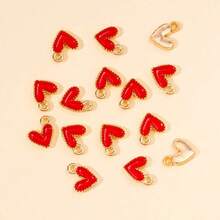 30 piezas de dijes con forma de corazón mini lindos y coloridos, accesorio de aleación de zinc esmaltado DIY para manualidades de joyería de mujeres/niñas, pulseras, aretes - amar - Ver 15