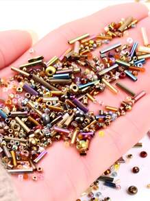 Aproximadamente 500 piezas de 10 g de cuentas de vidrio plateadas de colores mixtos - Kit de cuentas de tubo multicolor DIY para hacer joyas y decorar ropa, suministros para manualidades