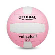 3pcs/Set #5 Volleyball Set, Classic Pink & White Color, Includes (Precision Stitched PVC Volleyball + Backpack Style Net Bag + Portable Air Pump & Needle)