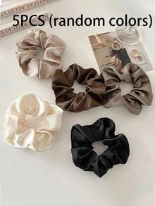 10pcs Set Retro Satin-Like Scrunchies, Soft Fabric, Elegant Simple Design, No Hair Damage, Suitable For Daily Use, Sports, Travel And Hairstyling (Option: 1/3/5/10PCS)Bathroom Decor Fall Decor Back To School Hair Accessories