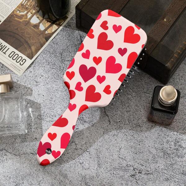1 pieza Cepillo de cabello con cojín de masaje con estampado de corazón dulce, cojín de aire antiestatico y amigable con el cabelludo