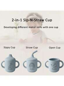 1PC Baby Personalized Customization Name And Pattern Silicone Cups Baby Tableware Plain Water Bottle Kids Custom Sippy Cup With Double Lids - Multicolor - View 9