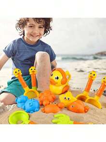 8件/13件/14件可爱小鸭沙滩玩具套装，适合沙滩、泳池派对、儿童洗澡玩耍 - 彩色 - 查看 2