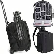 Camera Backpack Trolley Case Bag With Tod Holder AntiTheft Waterproof Camera Bag Fits 15.6' Laptop For Canon Nikon  DSLR SLR Camera For Women Men Photographer 5.0 Black Large - 5.0L - View 1
