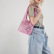 Borsa a spalla da donna in stile punk, decorata con borchie metalliche bidirezionali rotonde, borsa versatile da ufficio e per il pendolarismo adatta a signore chic e bikers di nicchia - nero - Visualizzare 7