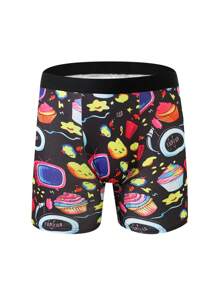10 Random Pcs Of Men's Multi-Element Long Boxer Briefs, With A Variety Of Game Consoles, Graffiti And Snack Food Prints To Choose From, Fashionable And Colorful Sets,  Comfortable, Not Easy To Deform, A Unique Gift For Him
