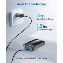 1 Stück schwarze Powerbank, 10000 mAh Powerbank, magnetische Powerbank Mini PD 22,5 W Schnellladung mit LED-Anzeige, Akkupack kompatibel mit magnetischem - Schwarz - Übersicht 6