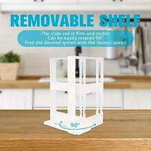 Estante giratorio de especias de doble capa que ahorra espacio - Organizador de almacenamiento de gran capacidad y múltiples capas, adecuado para cocina, baño y oficina en casa - Perfecto para almacenar especias, ingredientes y medicamentos, suministros de alimentos, gabinetes, accesorio de almacenamiento multifuncional para el hogar - Blanco - Ver 4