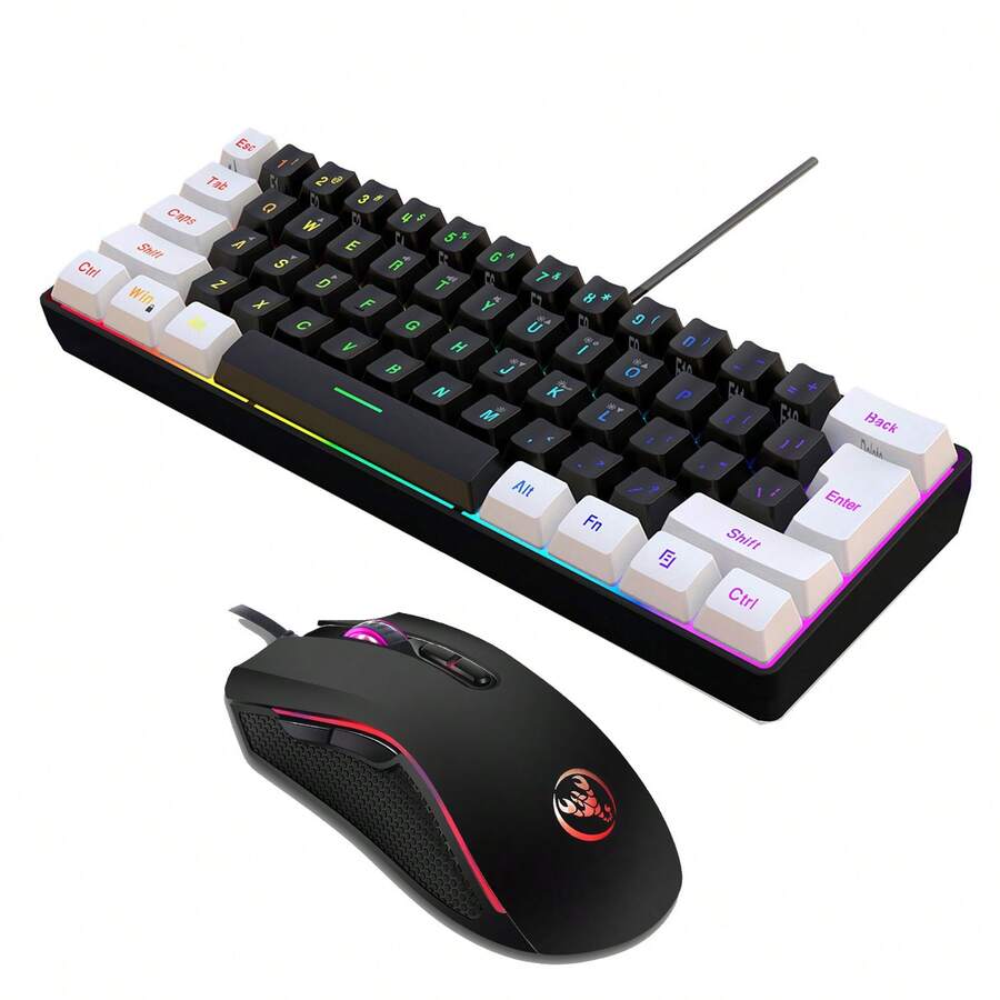 60% Gaming Keyboard & Mouse Set, Gaming Mouse, 3200 CPI, Gaming Mouse Pad, For Windows PC Gamers