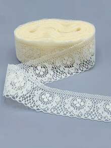 1 mảnh vải ren polyester cho váy ngủ, ruy băng satin, phụ kiện may vá tự làm, phụ kiện may mặc, vải trang trí ren, thêu ruy băng satin, phụ kiện gia đình - trắng - Xem 3