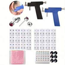 Set professionale per foratura orecchie, composto da 1 pistola per foratura orecchie e 24-98 paia di orecchini a perno, uno strumento sicuro e facile da usare per la foratura delle orecchie
