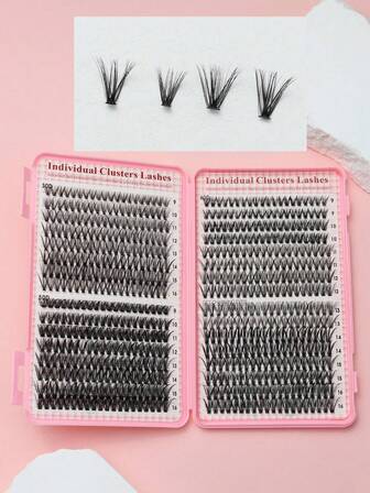 32-Strip 640-Piece 9-16mm Mixed Length Waterproof Mink Hair False Eyelashes, Fluffy Curly Voluminous, DIY Self-Adhesive 3D Effect, Suitable For Light And Heavy Makeup, Portable For Daily Or Occasion Wear Lash Clusters,Eye Lash Clusters,Individual Eyelashes,Lashes,Fake Lashes