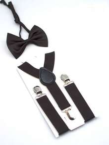 3 件套儿童中性纯色 Y 型背带和领结套装，适合 1-10 岁儿童，适用于婚礼、派对、生日、圣诞节、万圣节、学校活动以及男孩和女孩的日常穿着 - 彩色 - 查看 21