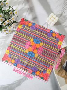 48pcs 33*33cm/12.99*12.99in Disposable Paper Napkins, Colorful Flower Pattern Mexican Theme, Suitable For Various Theme Parties And Daily Use