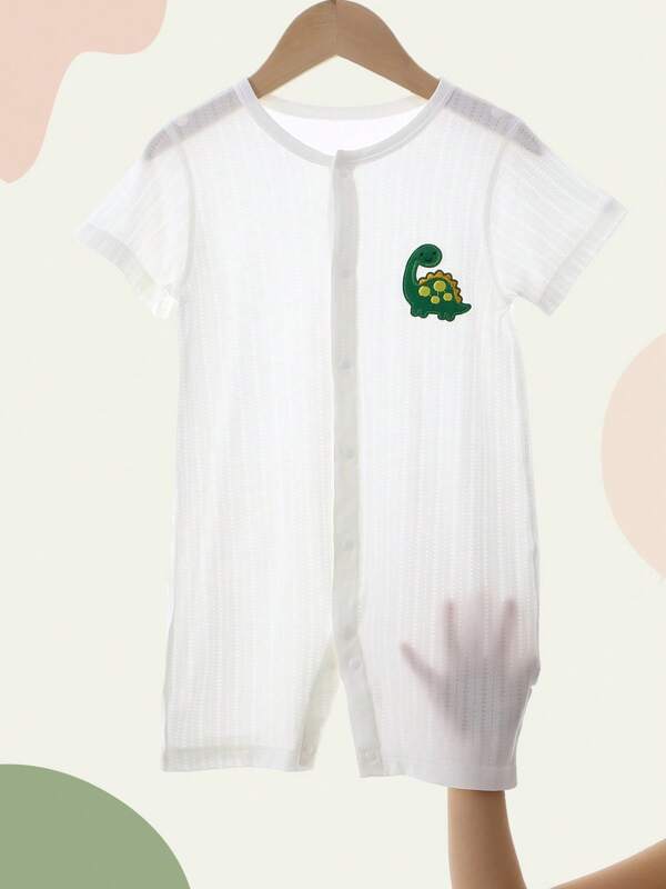 1pc Infant/Toddler/Kids Soft Modal Fabric Romper, Comfortable Sleepwear/Loungewear With Short Sleeve And Shorts For Summer, Suitable For Indoor And Outdoor Use
