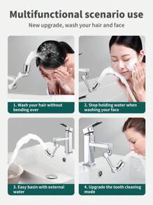 A Versatile Faucet Aerator With Adjustable Water Flow, Easy-To-Install Faucet Extender, Rotating Multi-Functional Faucet Extender With Two Spray Modes, Suitable For Kitchen And Bathroom.