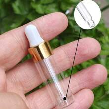10 Peças Frascos de Vidro Transparentes a Prova de Vazamentos com Tampas de Alumínio Dourado - Tamanhos de 0,03oz, 0,07oz, 0,1oz, 0,17oz - Frascos Conta-gotas Mini Vazios para Óleos Essenciais, Viagem e Contêineres de Teste de Líquidos, Frascos de Óleo Essencial