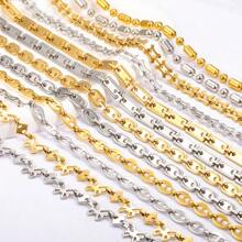 1m/39,37 Zoll Edelstahlkette, Goldfarbe, vielseitige Designs für DIY Schmuck Halsketten & Armbänder
