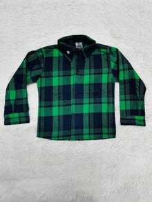 Unisex Plaid Children's Flannel Shirt For June Party - màu xanh lá - Xem 2