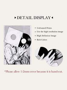 1 Piece Black And White Vinyl Record Print Picture Music Art Posters Love Theme Hanging Paintingas Modern Wall Arts Couple Room Decor Modern Home Wall Decor Graduation Gift No Frame