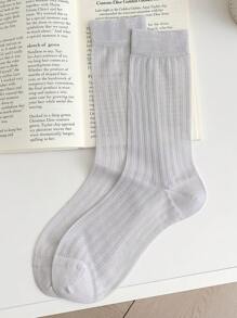 1 Pair Women's Solid Color Mesh Socks, Fashion Thin Breathable Versatile Candy Color Over-The-Knee Socks
