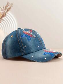 1 Stück Damen Mode Baseball Kappe mit Schmetterling Strass, vielseitig einsetzbarer Outdoor Lässig Sonnenhut mit farbigen Strass-Akzenten