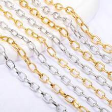 1m/39,37 Zoll Edelstahlkette, Goldfarbe, vielseitige Designs für DIY Schmuck Halsketten & Armbänder