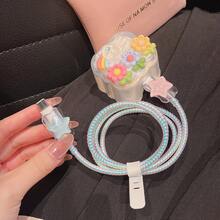 Set da 5 protezioni colorate e carine a forma di fiore per caricatori e cavi da 20W, 15, 16 Pro Max, 13 Pro di standard britannico, protezioni per caricabatterie