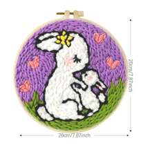 1 Pack Beach Scenery Pattern Punch Needle Embroidery Kit For Beginners Easy Embroidery Needlework Wool Home Decor 20x20cm/7.87x7.87inch