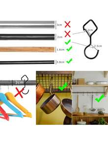 5个S形挂钩，带夹子的衣柜衣架，适用于植物、衣服、厨房用具、灯串、手提包、皮带、帽子 - 彩色 - 查看 6