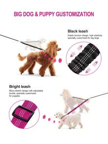 1pc Multi-Functional Dual Dog Leash Set, Can Be Used To Walk 1 Small And 1 Large Dog Simultaneously Or As A Car Seatbelt, High Elasticity Shock Absorbing Adjustable & Anti-Twist 360° Swivel Design, Durable Nylon Material With Reflective Strips, Suitable For Outdoor Use With Different Dog Breeds