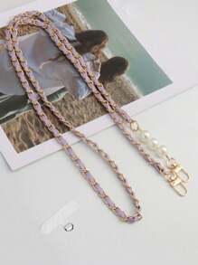 Woman's Elegant Pearl Lanyard Crossbody Phone String With Metal Chain, Chic Design Gifts For Mother, Family, Friends, Birthday, Holiday Phone Charm, Phone Chain