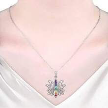 1 pieza Collar colgante con flor de loto de colores de moda para mujer - vistoso - Ver 1