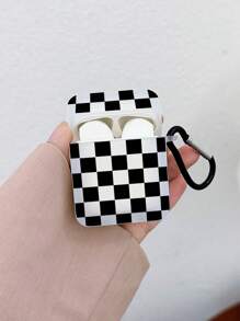Kariertes Kopfhörertasche, schwarze Kopfhörertasche mit 1 Kopfhörertaschen-Clip, kompatibel mit Hülle, Pro (2. Generation), 3, Pro, 1/2, 4