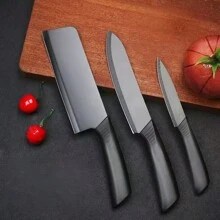 Black 3-Piece Knife Set - Chef Knife, Utility Knife & Peeler | Premium Kitchen Knives For Home Cooking