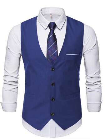 4-Button Men's Vest, Slim Fit Korean Style Suit Vest, Thin Casual Groomsman Waistcoat
