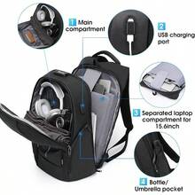 Minimalist Busin Laptop Backpack With AntiTheft BuckleFlight Appd Carry On Backpack For Men And Women - Black - View 2