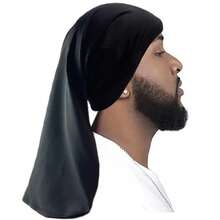 Men's Solid Color Wide-Brimmed Elastic Stretch Satin Sleep Bonnet - Fashionable, Comfortable, Soft And Breathable Design For Everyday Use, Ideal For Sleep And Hair Care Protection