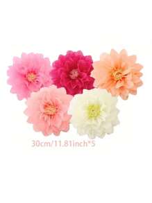 5 pièces/Set Kit de décoration de fleurs en papier colorées de carnaval, fleurs en papier multicolores pour créations géantes en papier. Convient pour mariage, anniversaire, baby shower, fête, Nouvel An, décoration de fenêtre, toile de fond intérieure/extérieure, décoration murale de photomaton, centres de table de mariage